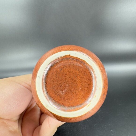 Vintage Japanese Ceramic Bud Vase Vessel Rusty Orange Glaze Ceramic Vase Decor - Picture 4 of 12